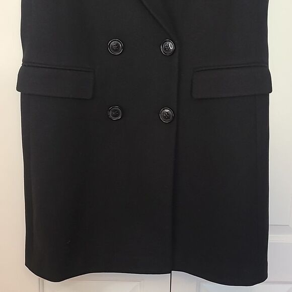 Sam Edelman Double-Breasted Longline Vest Coat Black Size 16 - Picture 10 of 16